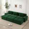Flieks 3-Sitzer Sofa, Modular Schlafsofa, Tiefsofa mit 3 Ottoman & 3 Kissen, Cord, Grün Bild 3
