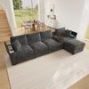 Merax Modulares L-förmiges Sofa mit Hocker, multifunktionales Ecksofa mit Stauraum, USB-/Typ-C-Anschlüssen, Getränkehaltern, 360° drehbarem Couchtisch, Armlehnen mit Stauraum, Grau Bild 3