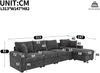 Merax Modulares L-förmiges Sofa mit Hocker, multifunktionales Ecksofa mit Stauraum, USB-/Typ-C-Anschlüssen, Getränkehaltern, 360° drehbarem Couchtisch, Armlehnen mit Stauraum, Grau Bild 4