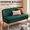 HOMCOM Loveseat 2-Sitzer mit Samtoptik, Polstersofa mit Holzbeinen, Retro-Look, Dunkelgrün, 117 x 56,5 x 77 cm Bild 4