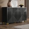 Das Sideboard verfügt über vier geformte Türen, verstellbare Einlegeböden, Metallgriffe und kugelförmige Beine. Bild 2