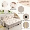 Ecksofa aus Chenille mit LED & USB-Anschluss, Schlafbereich 156x115 cm, Beige Bild 5