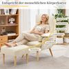 Merax Relaxsessel mit Hocker, 5-fach verstellbarer Liegesessel, gepolsterter Lesesessel & Fernsehsessel mit Kopf- und Armlehnenkissen, Polstersessel mit Holzbeinen, Beige Bild 5