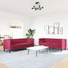vidaXL 2-tlg. Chesterfield-Sofa-Set mit Nackenrollen Rot Samt 3209295 Bild 3