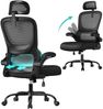 SONGMICS Bürostuhl, Schreibtischstuhl, ergonomischer Netzstuhl, mit doppellagigem Netzgewebe, atmungsaktiv, Adaptive Lendenstütze, verstellbare Kopfstütze, für Homeoffice, tintenschwarz Bild 2
