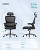 SONGMICS Bürostuhl, Schreibtischstuhl, ergonomischer Netzstuhl, mit doppellagigem Netzgewebe, atmungsaktiv, Adaptive Lendenstütze, verstellbare Kopfstütze, für Homeoffice, tintenschwarz Bild 3