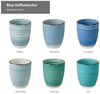 MamboCat Becher 6er Kaffeebecher Set Blue 300ml ohne Henkel Trinkbecher Tee Pott, Steingut Bild 3