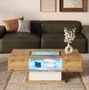 Couchtisch mit LED-Beleuchtung, Glasplatte & 2 Schubladen in Eiche/Weiß - 110,2x60x39,7 cm Bild 4