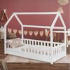 ML-DESIGN Kinderbett Hausbett Spielbett inkl. Lattenrost kreativ Bodenbett für Kinder, Abenteuerbett mit Rausfallschutz Spielbett Kiefer Weiß Himmelbett Bild 2
