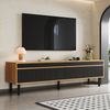 TV-Lowboard aus MDF/Spanplatte mit 4 Türen & Push-to-open, 170x38x47 cm, Schwarz/Natur Bild 2