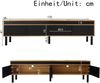 TV-Lowboard aus MDF/Spanplatte mit 4 Türen & Push-to-open, 170x38x47 cm, Schwarz/Natur Bild 5