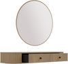 AX LIVING Schminktisch Halay Eiche Cremona 2 Schubladen mit runden Kanten + Rund Spiegel 100 cm Bild 4