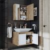 Roomart ATLANTIC-65 Badmöbel Set– 4-teiliges Badezimmermöbel Set - Waschbeckenunterschrank mit Keramikwaschbecken, Spiegelschrank & Hochschrank - H 45 x B 45 x T 65 cm • Weiß-Eiche Bild 2