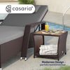 Casaria Beistelltisch, Polyrattan Akazienholz 45x45x40cm Wetterfest 80kg Belastbarkeit Garten Bild 3