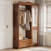 Garderobenschrank mit Spiegel & Offener Kleiderständer – ,Kompaktgarderobe,Praktische Aufbewahrung mit Schublade & 2 Türen, Ideal für Schlafzimmer & Flur Bild 4