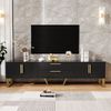Merax Lowboard mit 2 Schubladen und 4 Türen, TV-Schrank hochglanz mit goldenen Sockel, Fernsehtisch, TV-Board, B:170cm, Schwarz Bild 5