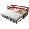 Schlafsofa, Samt mit Ausziehbett, LED & USB-Anschluss, 90x200 cm, Grau, ohne Matratze Bild 5