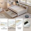 Einzelbett, Paneelbett, Kopfteil mit Ablagefach + 2 Leuchten, mit Ladebuchse, seitlichen Stauschränken und Schubladen, Kiefer+Spanplatte+MDF, Weiß, 90x200cm Bild 5