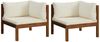 Ecksofas 2er Set | Gartensofa | Lounge Sofa mit Cremeweißen Kissen Massivholz Akazie Bild 2