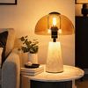 Tischleuchte, Pilzform, Travertine Stein, grau, Glas, H 31 cm Bild 5