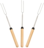 Landmann Teleskop Grillgabel, ausziehbar, 3 Stück, Edelstahl Silber, Bambusgriff, 32 - 86 cm