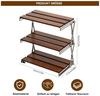 BlingBin Standregal Schreibtisch Regal, Camping-Klappregal mit 3 Ablagen Walnussfarben, Schreibtisch Regal / Mehrstufiges Klappregal 1-tlg, Klapptisch Holz Metall Ablage, Für Küche Bad Wohnzimmer Büro Camping Bild 2