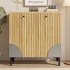 Schuhschrank mit 3 Türen in Holzoptik, Stauraum, 90x32x94 cm Bild 2