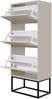 Selsey 'Veldio' Schuhschrank mit 3 Klappen, greige mit schwarzem Metallgestell, ca. 125 x 50 x 30 cm Bild 4