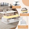 BlingBin Couchtisch Sofatisch kaffeetisch mit 2 Schublade, Hochglanz-Beistelltisch mit LED (Satztisch, 1-St, 100 x 50 x 40 cm), Wohnzimmertisch mit verstecktem Stauraum, Weiß, Spanplatte Bild 3