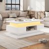 BlingBin Couchtisch Sofatisch kaffeetisch mit 2 Schublade, Hochglanz-Beistelltisch mit LED (Satztisch, 1-St, 100 x 50 x 40 cm), Wohnzimmertisch mit verstecktem Stauraum, Weiß, Spanplatte Bild 5