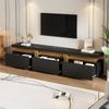TV-Schrank B 200 x T 40 x H 42 cm aus Spanplatte, schwarze Marmor-Optik, 3 Schubladen Bild 2
