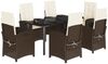 vidaXL 7-tlg. Garten-Essgruppe mit Kissen Braun Poly Rattan 3212345 Bild 2