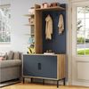 Merax Garderoben-Set mit Metallbeinen, Flurgarderoben Set, (1-St, Kompaktgarderobe mit Metallbeinen, 100 L x 40 B x 190.5 H(cm), Flurschrank mit Schuhfach,verstellbaren Ablagen,Haken,Seitenregalen Bild 3