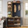Merax Garderoben-Set mit Metallbeinen, Flurgarderoben Set, (1-St, Kompaktgarderobe mit Metallbeinen, 100 L x 40 B x 190.5 H(cm), Flurschrank mit Schuhfach,verstellbaren Ablagen,Haken,Seitenregalen Bild 4