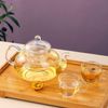1000 ml Glas Teekanne mit herausnehmbarem Teesieb & 4 Teetassen & Blüh Bild 2
