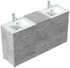 Stand Doppel Badmöbel Vitro Klassik inkl. Glasbecken SoftClose beton : Beton Bild 3