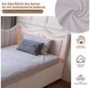 Simurq Daybett Schlafsofa mit Bettkasten, Samt, Beige, Polsterbett, Hydraulisch hebbarer Stauraum, Mit LED, Samt, 90x200cm Bild 3