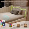 Simurq Daybett Schlafsofa mit Bettkasten, Samt, Beige, Polsterbett, Hydraulisch hebbarer Stauraum, Mit LED, Samt, 90x200cm Bild 2