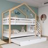 Etagenbett Baumhausbett mit ausziehbarem Schiebebett, Treppe mit Schubladen, Massivholz Kinderbett, platzsparendes Hochbett, weiß Bild 3