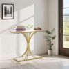 BarberPub Konsolentisch Schmal, Eingangstisch Holz Metallgestell, Flurtisch mit 2 Ebenen, Moderner Beistelltisch für Flur, Wohnzimmer, Vorzimmer, Eingang, Foyer, Marmor-Weiß Gold, 30x100x80,5cm, 2226 Bild 5