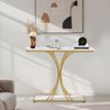 BarberPub Konsolentisch Schmal, Eingangstisch Holz Metallgestell, Flurtisch mit 2 Ebenen, Moderner Beistelltisch für Flur, Wohnzimmer, Vorzimmer, Eingang, Foyer, Marmor-Weiß Gold, 30x100x80,5cm, 2226 Bild 2