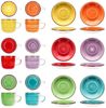 MamboCat Tasse 6er Set Uni bunt Cappuccinotassen mit Untertassen 200ml Kaffee Tee, Steingut Bild 4