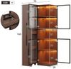BlingBin Standvitrine LED Glasvitrine 70x38x160 cm in Walnuss (1-St, Standvitrine mit Ausziehregal & Bluetooth-Farbwechsel-LED) MDF Vitrinenschrank für Wohnzimmer/Esszimmer/Küche Bild 3