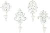 4tlg. Haken 4er Set Wandhaken weiß grau Kleiderhaken Haken Wandgarderobe Garderobenhaken Garderobe Eisen Shabby Chic Landhaus Vintage Nostalgie Antik Ornamente Barock Bild 1