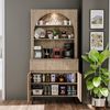 Roomart Küchenschrank VENEDIK 90×179×42 cm – Moderner Buffet- & Mehrzweckschrank mit Schublade, Türen & verstellbaren Einlegeböden – Mikrowellenschrank & Aufbewahrungsschrank für Küche, Esszimmer & Wohnzimmer • Eiche Bild 3