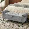 TLGREEN Bettbank Sitzbank mit Stauraum,133 x 53 x 46 cm Polsterbank, (Umdrehen Mit Booster-Gasstange, Bettende mit Deckel, Fußstütze mit stabilen Holzbeinen, Bis 168kg), Sofabank fur Flur, Esszimmer, Schlafzimmer, Wohnzimmer Bild 5