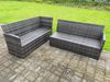 Fimous Hoher Rücken Dunkelgrau gemischt Rattan Ecksofa Set Gartenmöbel Rechteckiger Esstisch 3 Kleine Hockern 9 Sitzer Bild 2