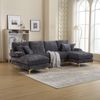 Ecksofa 272x136x88 cm Grau aus Chenille mit U-Form, Liegefunktion und goldfarbenen Metallfüßen Bild 3