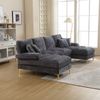 Ecksofa 272x136x88 cm Grau aus Chenille mit U-Form, Liegefunktion und goldfarbenen Metallfüßen Bild 4