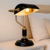 Tischleuchte, Bankerlampe, Glas sschwarz gold, H 34 cm Bild 2